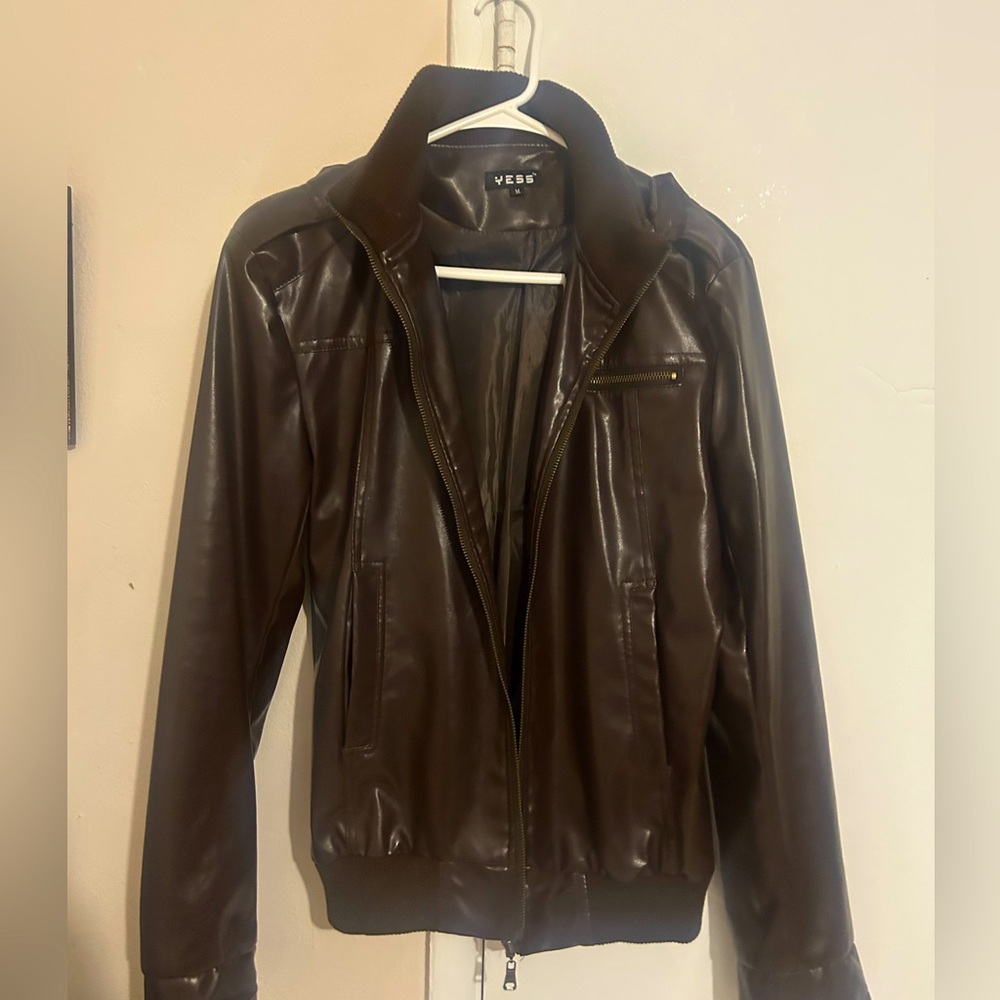 Brown leather jacket